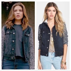 Free People Denim & Knit Hoodie Jacket